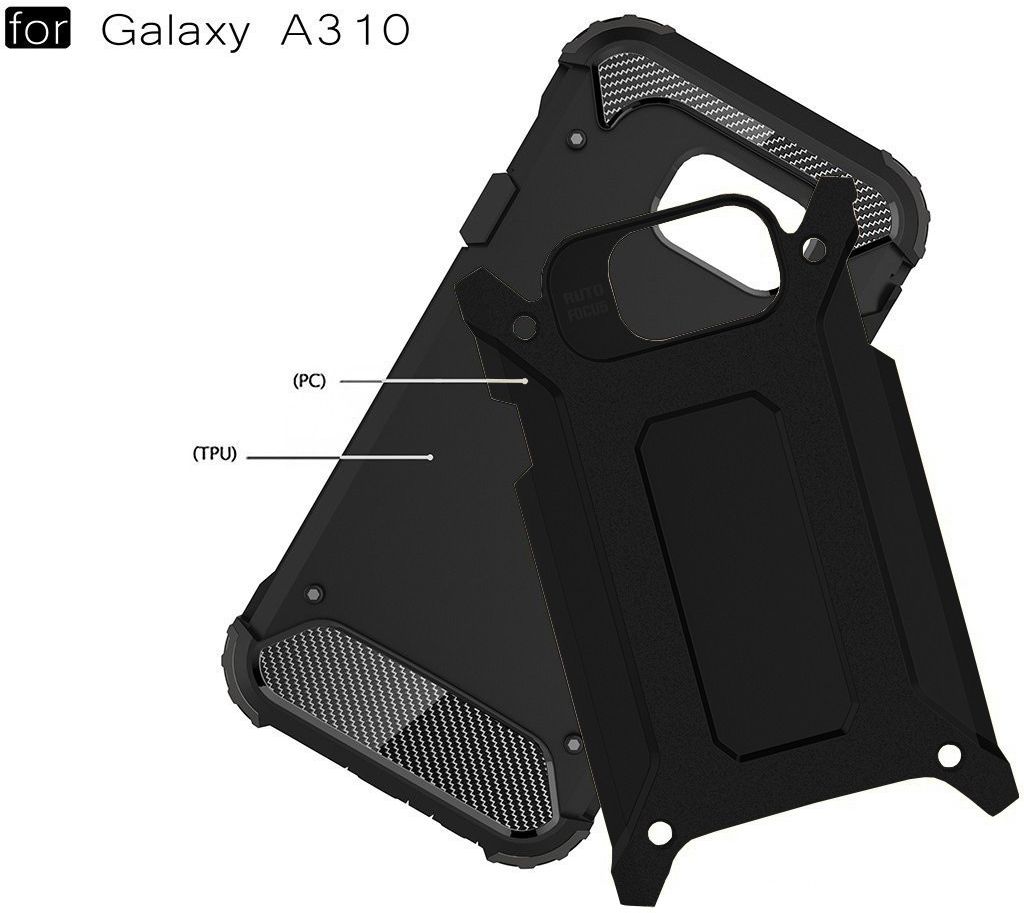 Samsung Galaxy A3 (2016) Hybride Beschermhoesje Zwart afbeelding 3
