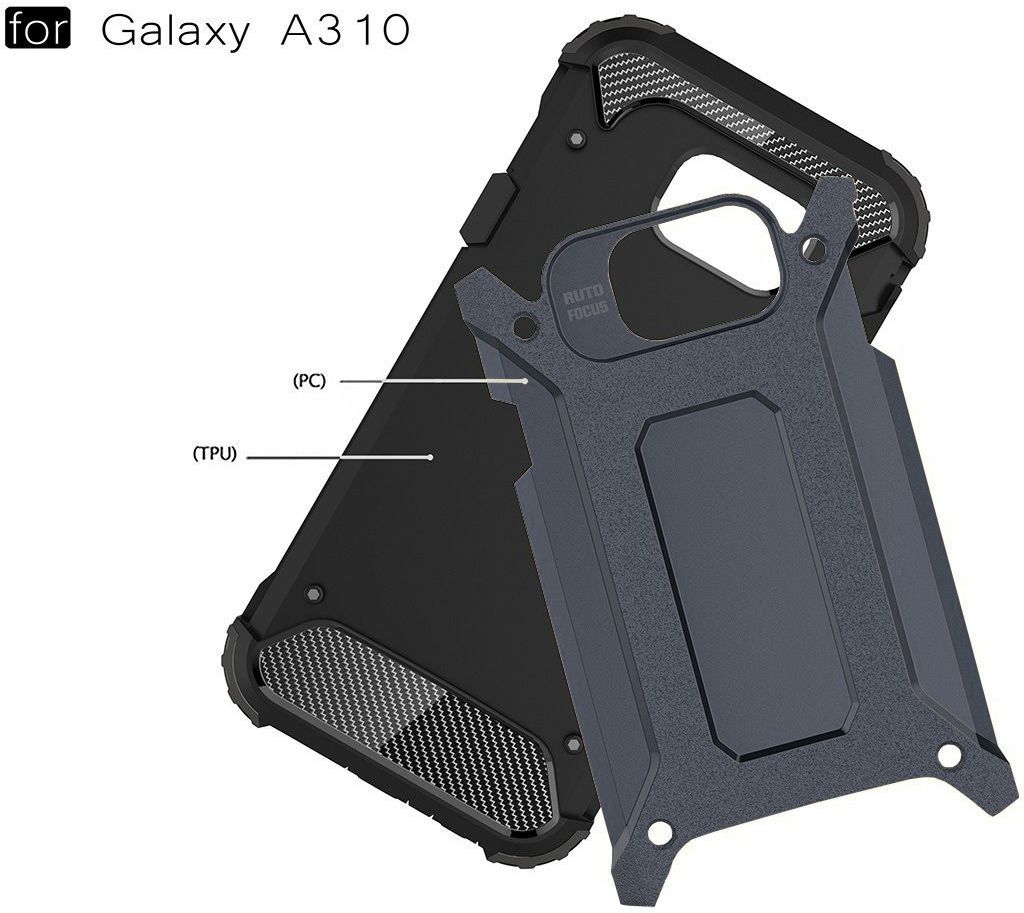 Samsung Galaxy A3 (2016) Hybride Beschermhoesje Donker Blauw afbeelding 3