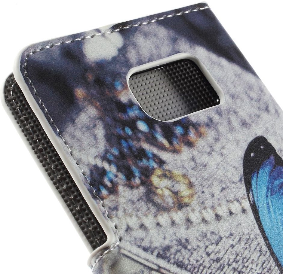 Samsung Galaxy S6 Edge Portemonnee Print Hoesje Blue Butterflies afbeelding 8