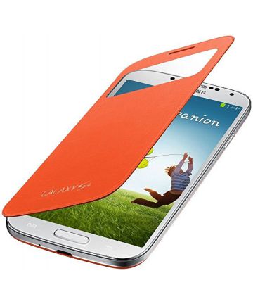 Samsung Galaxy S4 S-View Flip Case Oranje Hoesjes