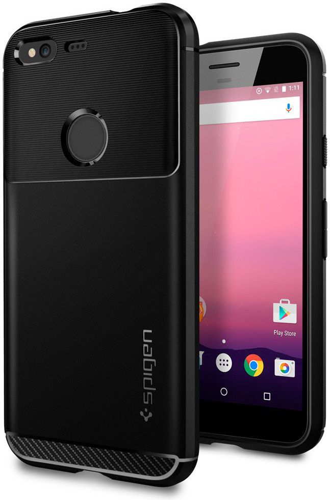 Spigen Rugged Armor Zwart Google Pixel Hoesje afbeelding 1