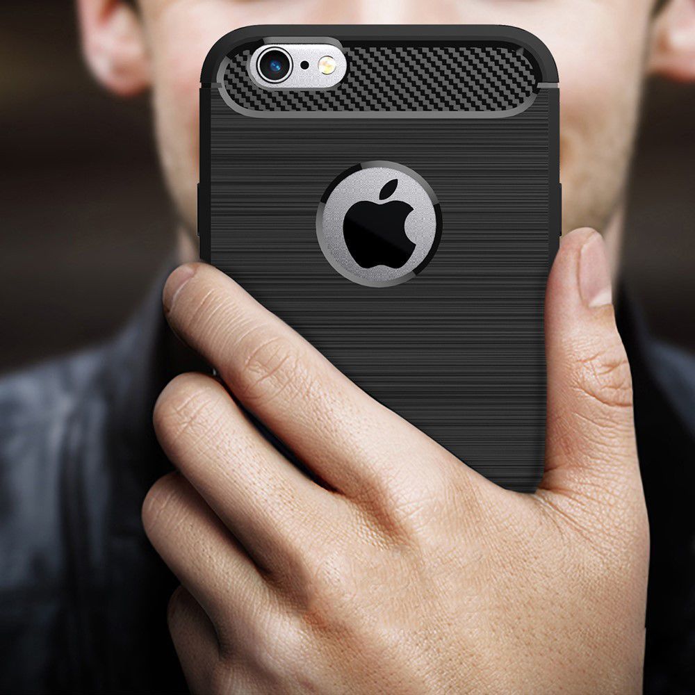 Apple iPhone 6S Plus Geborsteld TPU Hoesje Zwart afbeelding 5