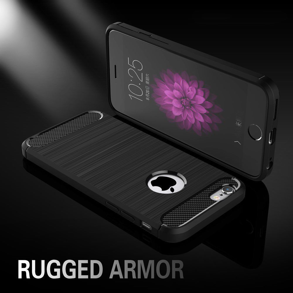 Apple iPhone 6S Plus Geborsteld TPU Hoesje Zwart afbeelding 7