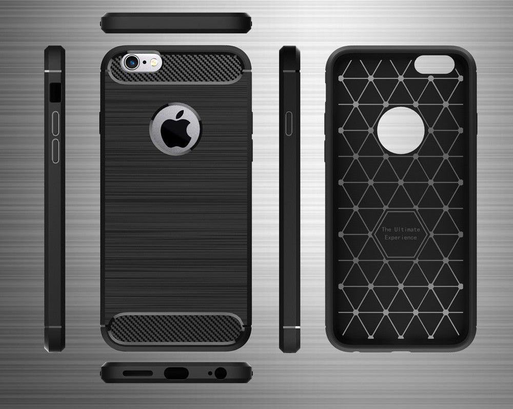 Apple iPhone 6S Plus Geborsteld TPU Hoesje Zwart afbeelding 8