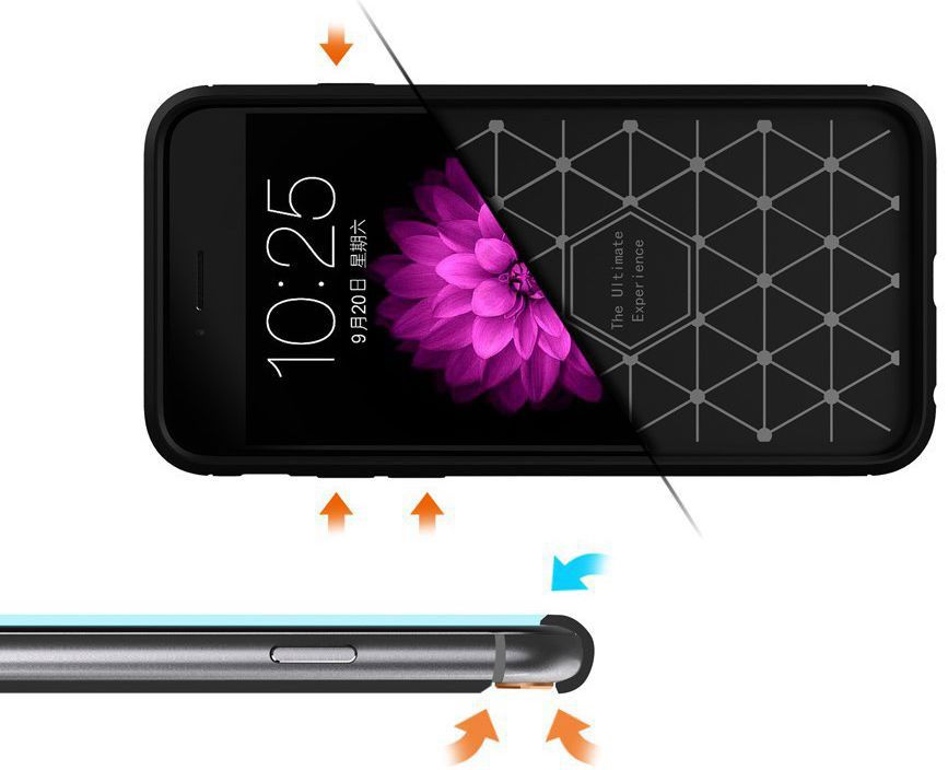 Apple iPhone 6S Plus Geborsteld TPU Hoesje Zwart afbeelding 9