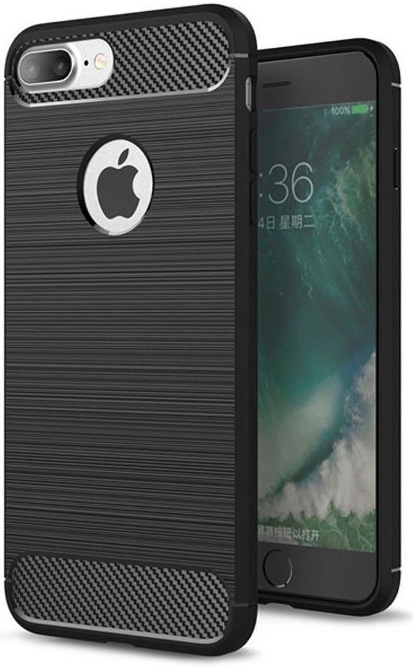 Apple iPhone 7 Plus / 8 Plus Geborsteld TPU Hoesje Zwart afbeelding 1