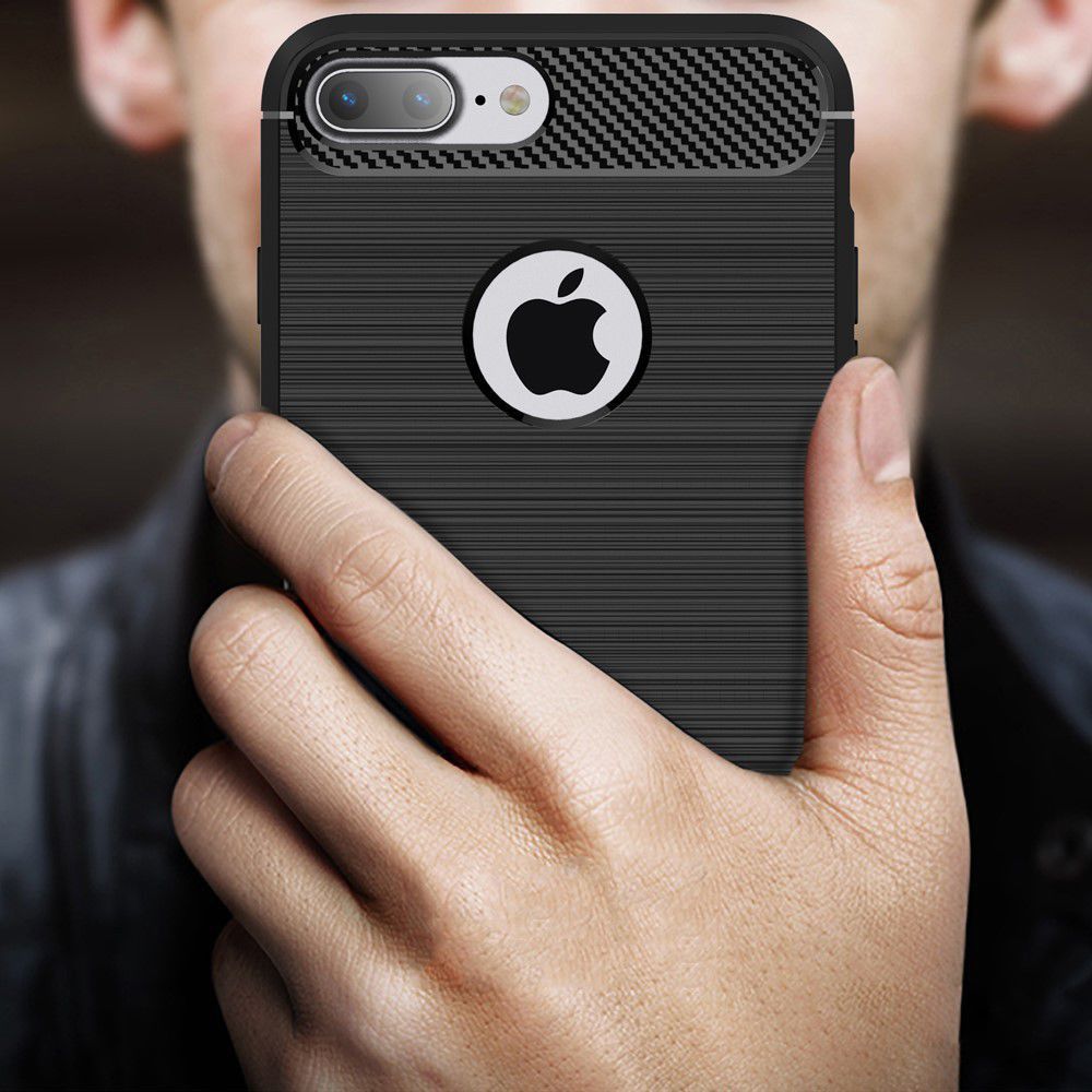 Apple iPhone 7 Plus / 8 Plus Geborsteld TPU Hoesje Zwart afbeelding 6