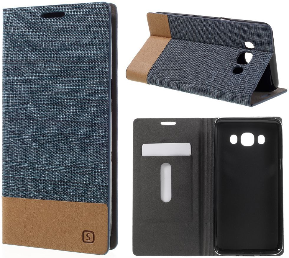 Samsung Galaxy J5 (2016) Linnen Portemonnee Stand Hoesje Blauw afbeelding 1