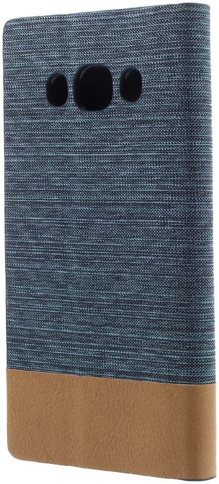 Samsung Galaxy J5 (2016) Linnen Portemonnee Stand Hoesje Blauw afbeelding 2