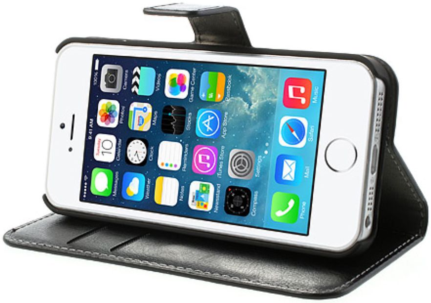 Apple iPhone SE / 5S / 5 Stijlvol Portemonnee Hoesje Zwart afbeelding 4