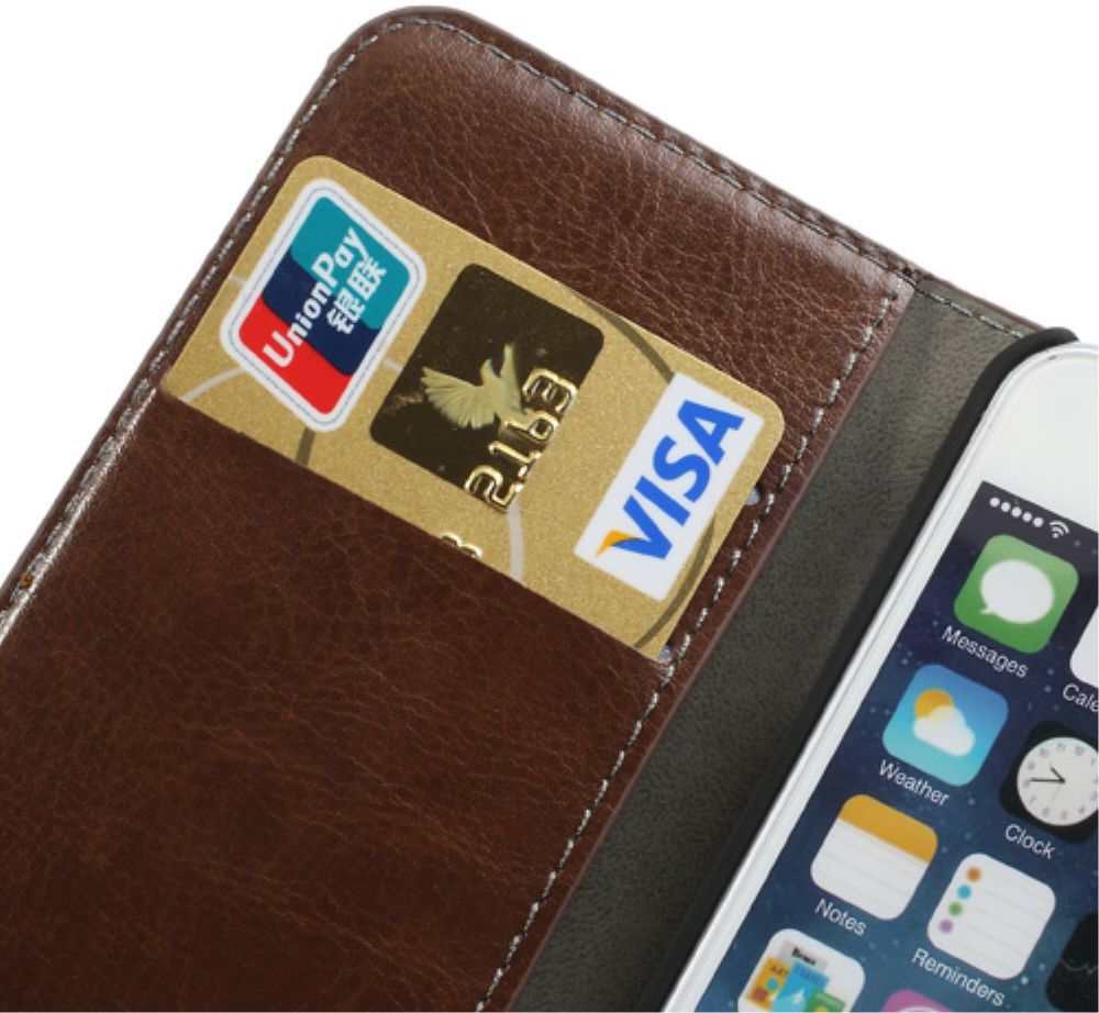 Apple iPhone SE / 5S / 5 Stijlvol Portemonnee Hoesje Bruin afbeelding 10