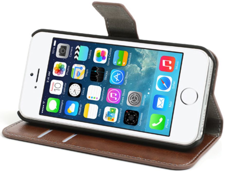 Apple iPhone SE / 5S / 5 Stijlvol Portemonnee Hoesje Bruin afbeelding 3
