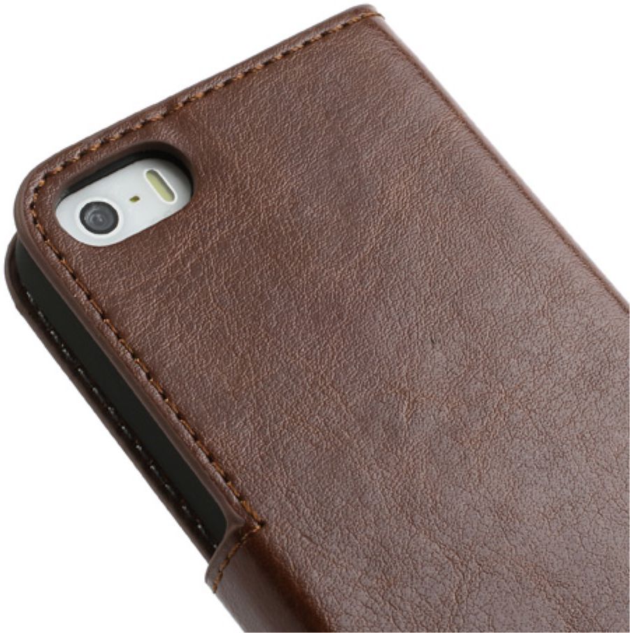Apple iPhone SE / 5S / 5 Stijlvol Portemonnee Hoesje Bruin afbeelding 9
