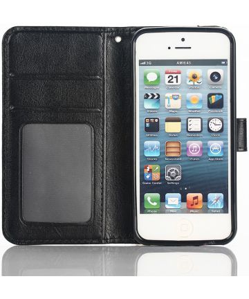 Apple iPhone SE / 5S / 5 Portemonnee Hoesje Zwart Hoesjes
