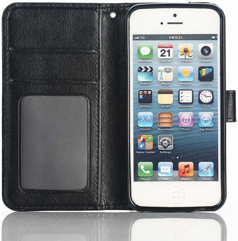 Apple iPhone SE / 5S / 5 Portemonnee Hoesje Zwart afbeelding 1