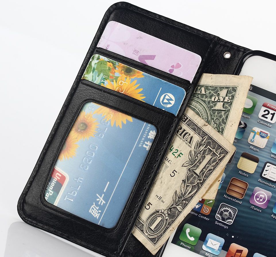 Apple iPhone SE / 5S / 5 Portemonnee Hoesje Zwart afbeelding 5