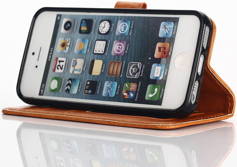Apple iPhone SE / 5S / 5 Portemonnee Hoesje Bruin afbeelding 5
