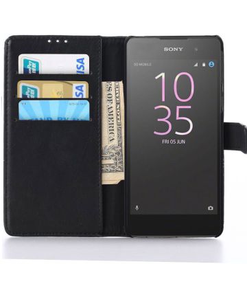 Sony Xperia E5 Portemonnee Hoesje Zwart Hoesjes