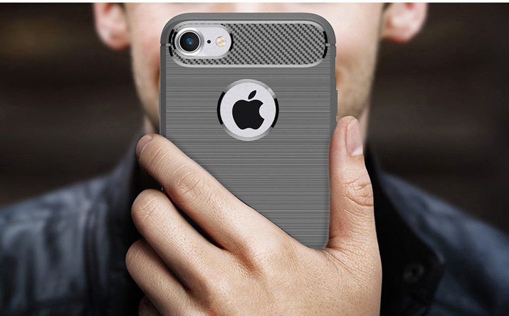 Apple iPhone 7/8 Geborsteld Grijs TPU Hoesje afbeelding 4