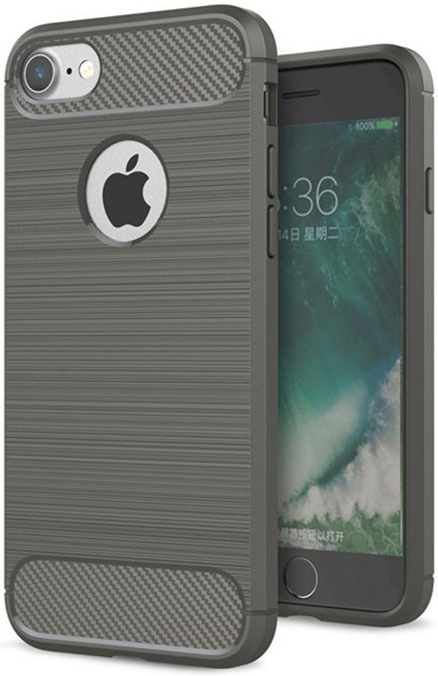 Apple iPhone 7/8 Geborsteld Grijs TPU Hoesje afbeelding 1