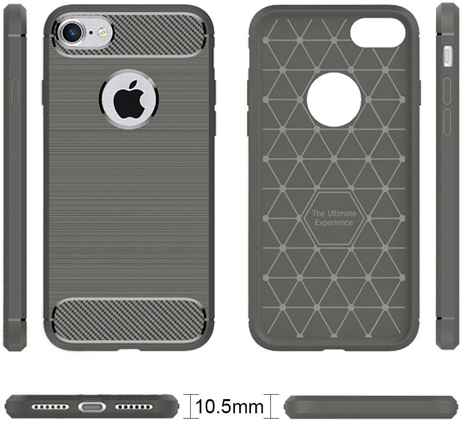 Apple iPhone 7/8 Geborsteld Grijs TPU Hoesje afbeelding 5