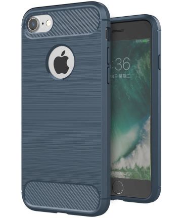 Apple iPhone 7/8 Geborsteld Blauw TPU Hoesje Hoesjes