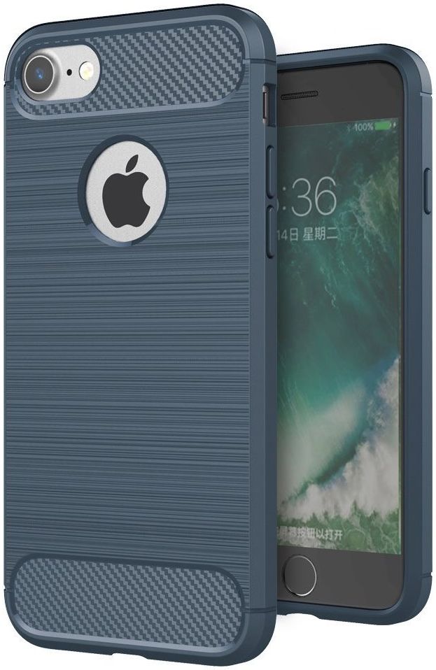 Apple iPhone 7/8 Geborsteld Blauw TPU Hoesje afbeelding 1