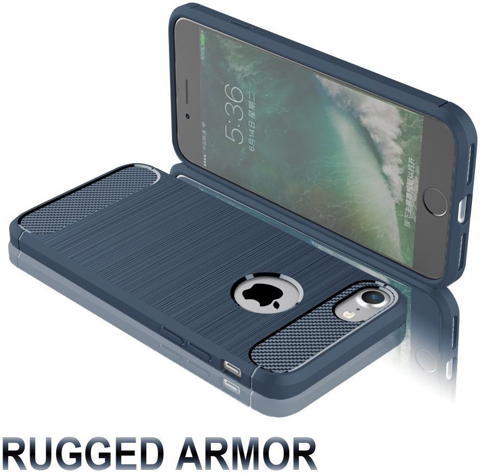Apple iPhone 7/8 Geborsteld Blauw TPU Hoesje afbeelding 6