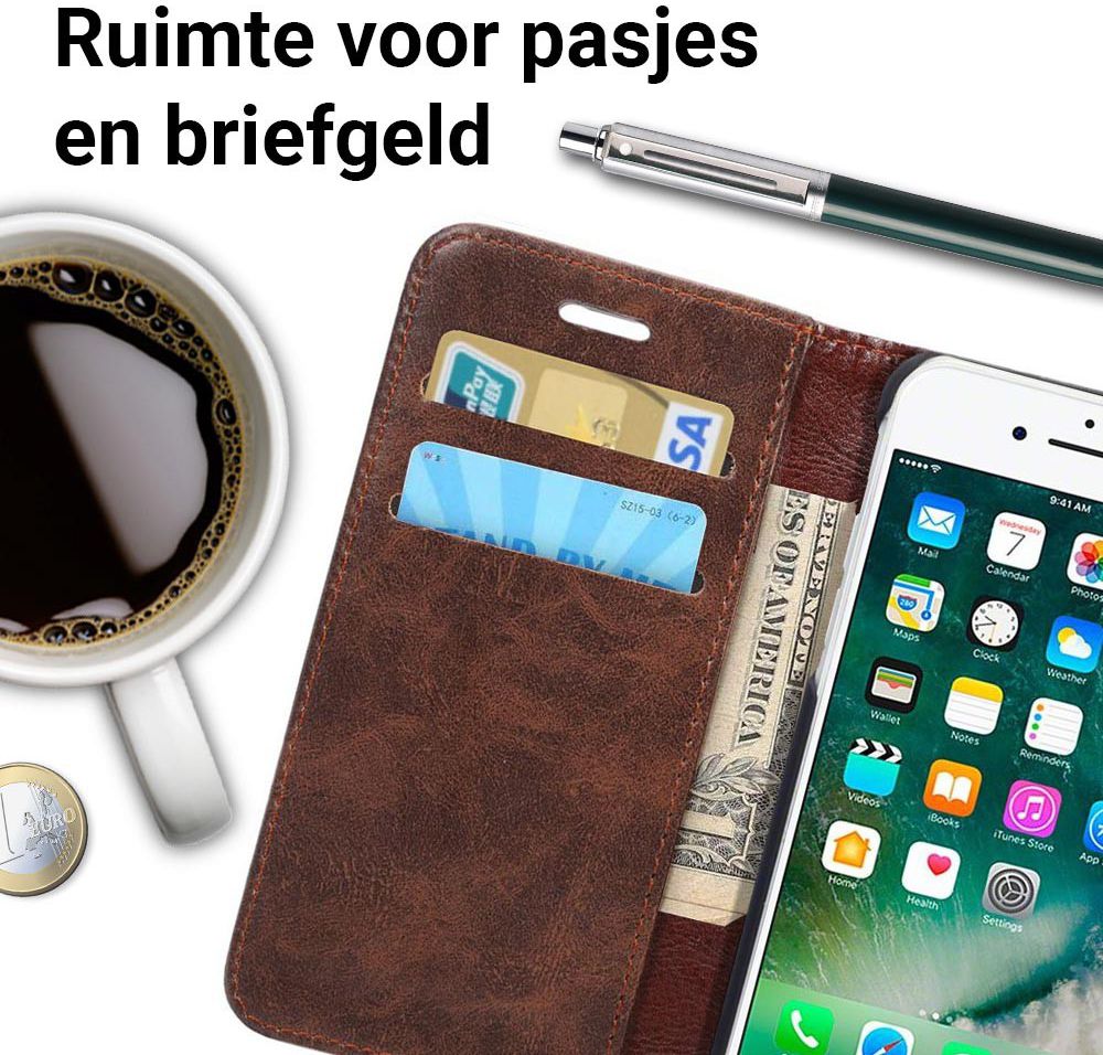 Apple iPhone 7 / 8 Book Cover Hoesje Coffee afbeelding 3