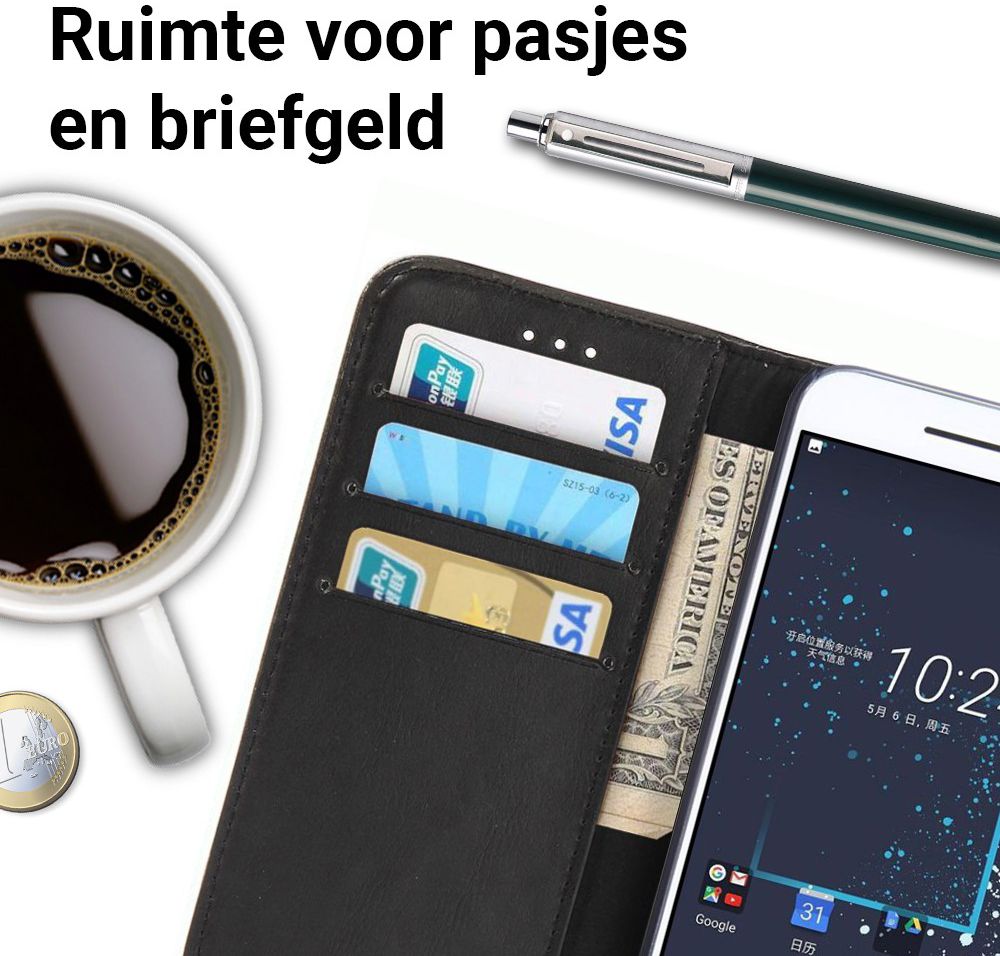 HTC 10 Portemonnee Hoesje Zwart afbeelding 2