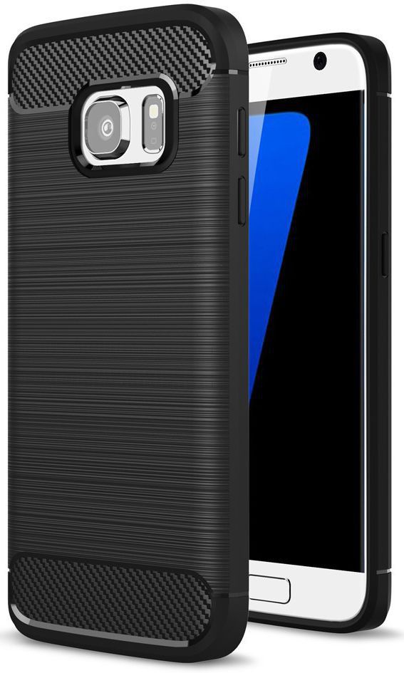 Samsung Galaxy S7 Geborsteld TPU Hoesje Zwart afbeelding 1