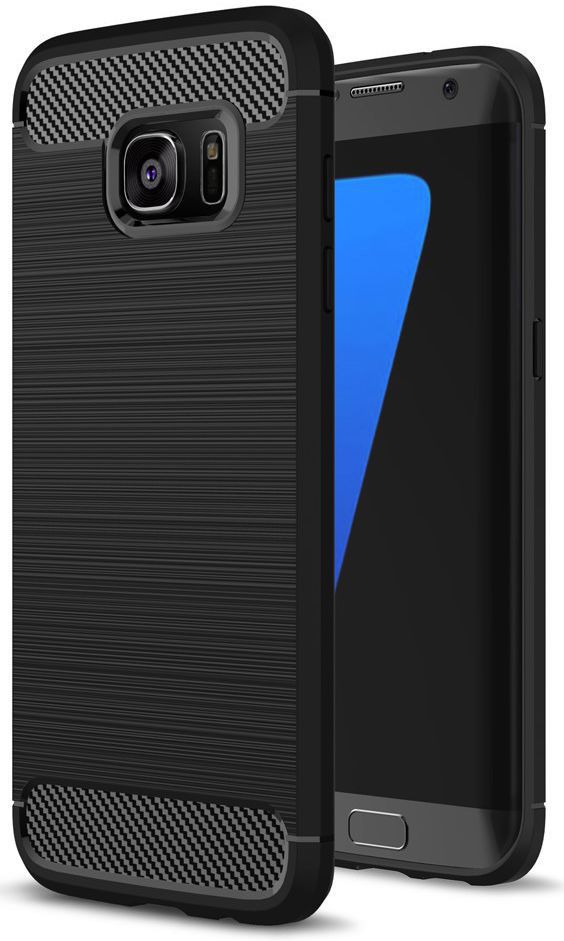Samsung Galaxy S7 Edge Geborsteld TPU Hoesje Zwart afbeelding 1