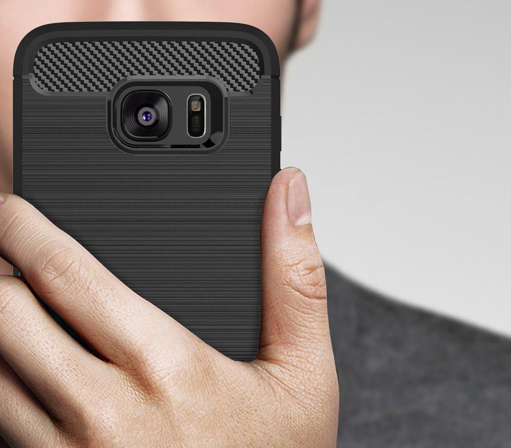 Samsung Galaxy S7 Edge Geborsteld TPU Hoesje Zwart afbeelding 4