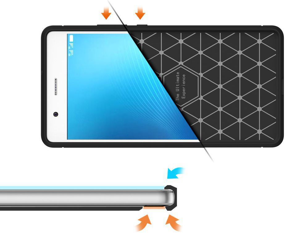 Huawei P9 Lite Geborsteld TPU Hoesje Zwart afbeelding 10