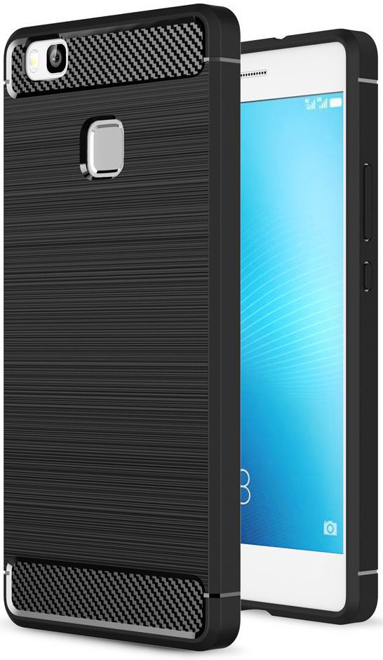 Huawei P9 Lite Geborsteld TPU Hoesje Zwart afbeelding 1