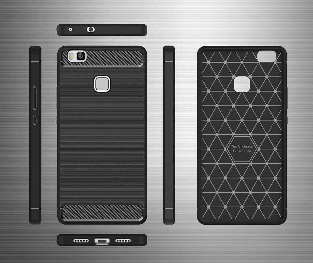 Huawei P9 Lite Geborsteld TPU Hoesje Grijs afbeelding 6