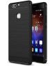 Huawei P9 Plus Geborsteld TPU Hoesje Zwart