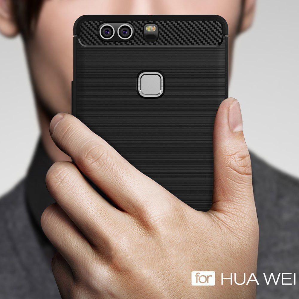 Huawei P9 Plus Geborsteld TPU Hoesje Zwart afbeelding 8
