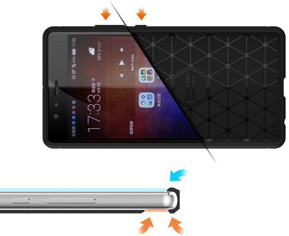 Huawei P9 Plus Geborsteld TPU Hoesje Zwart afbeelding 9