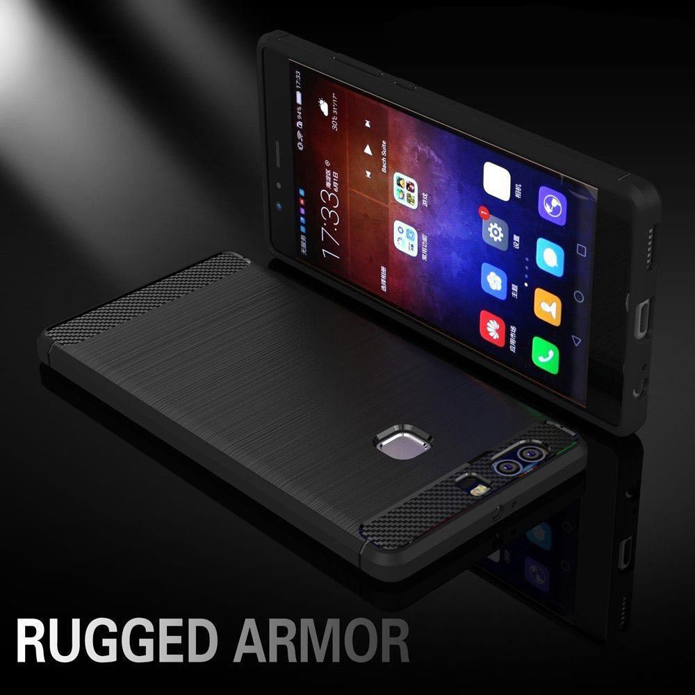 Huawei P9 Plus Geborsteld TPU Hoesje Zwart afbeelding 5