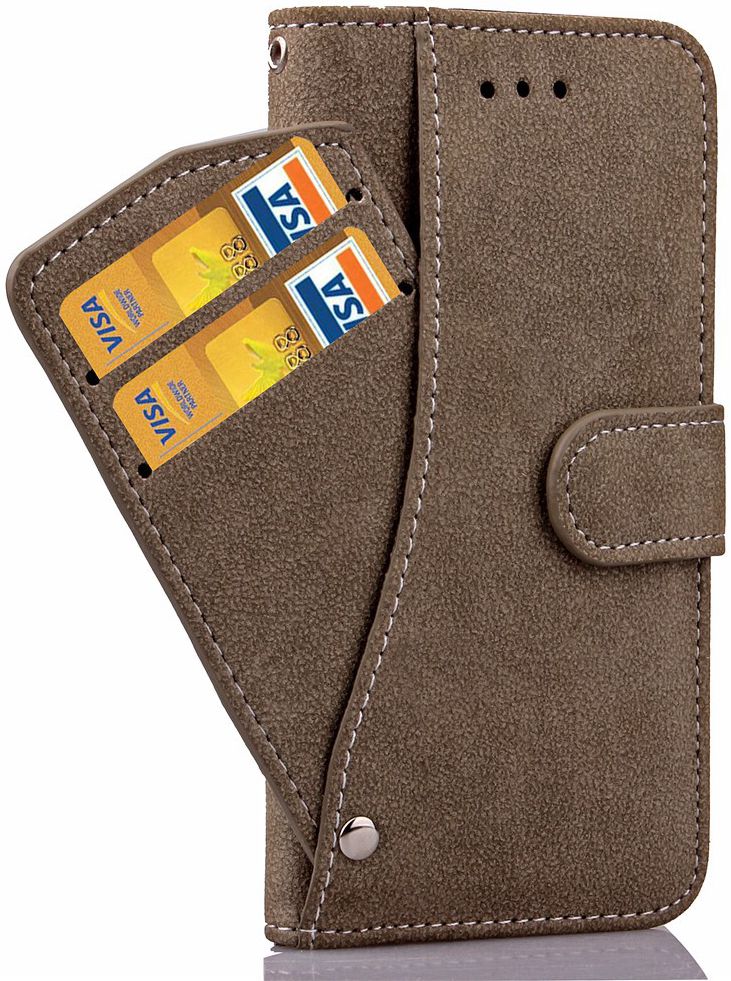 Apple iPhone 6 / 6S Rotating Card Slot Wallet Case Brown afbeelding 1