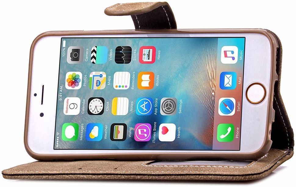 Apple iPhone 6 / 6S Rotating Card Slot Wallet Case Brown afbeelding 10