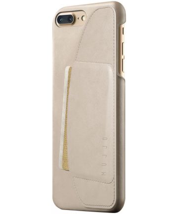 Mujjo Lederen Wallet Case Apple iPhone 7 Plus / 8 Plus Champagne Hoesjes