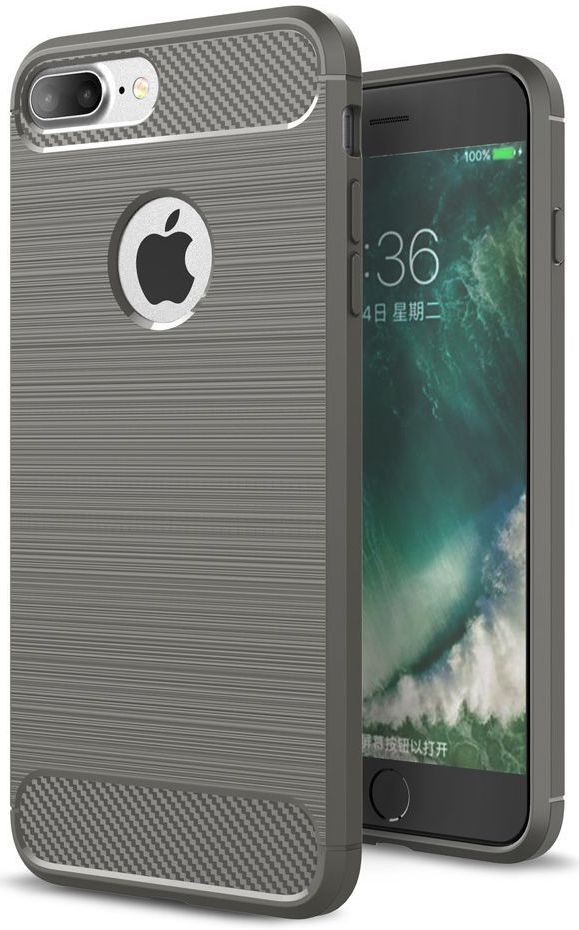 Apple iPhone 7 Plus / 8 Plus Geborsteld TPU Hoesje Grijs afbeelding 1