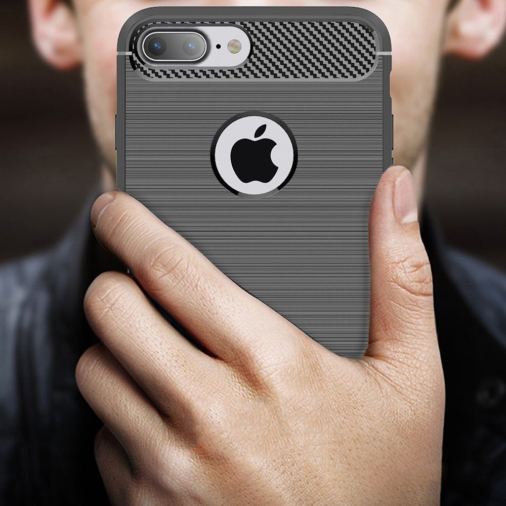 Apple iPhone 7 Plus / 8 Plus Geborsteld TPU Hoesje Grijs afbeelding 5