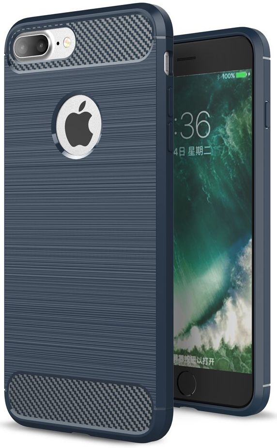 Apple iPhone 7 Plus / 8 Plus Geborsteld TPU Hoesje Blauw afbeelding 1