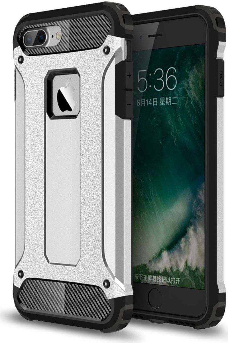 Hybride Apple iPhone 7 Plus / 8 Plus Hoesje Zilver afbeelding 1