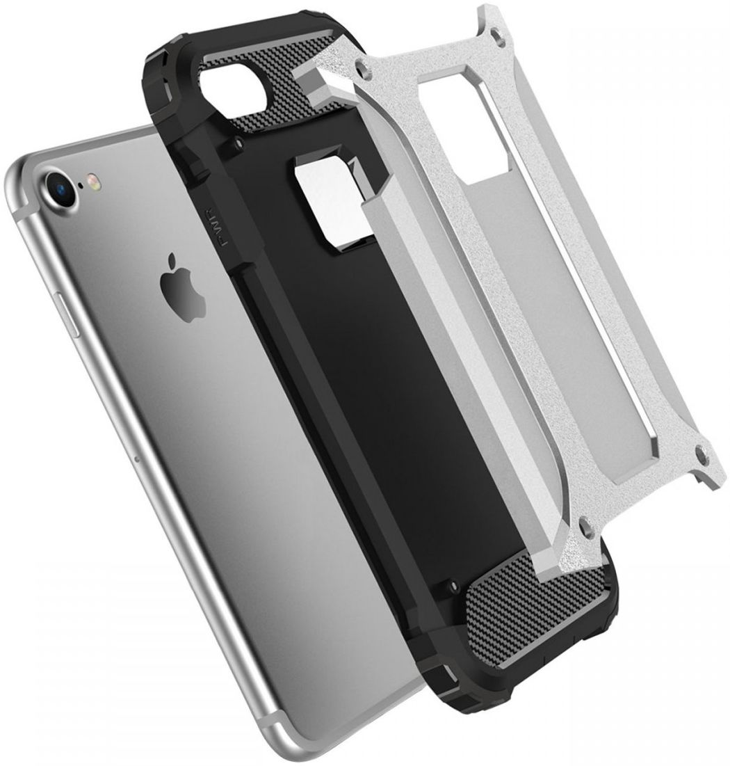 Hybride Apple iPhone 7 Plus / 8 Plus Hoesje Zilver afbeelding 3