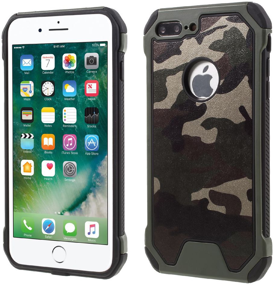 medeklinker leren Herziening Apple iPhone 7 Plus / 8 Plus Camouflage Hybride Hoesje | GSMpunt.nl