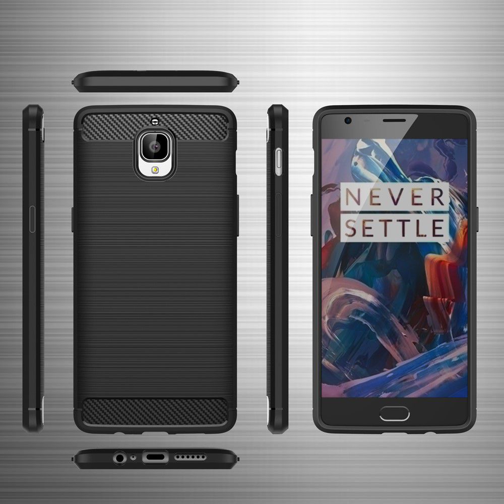 OnePlus 3T / 3 Geborsteld TPU Hoesje Zwart afbeelding 8